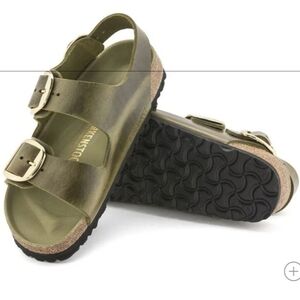 Birkenstock Milano Big Buckle Olive Green Oiled Leather Sz39